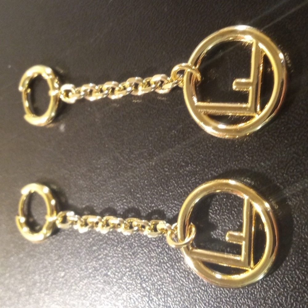 WOMEN'S FENDI GOLD LOOP DANGLING EARRINGS